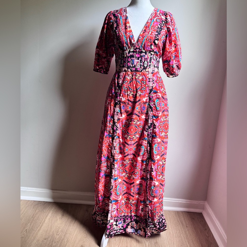 Anthropologie Floral Bohemian Maxi Dress - Multicolor, Pockets, Lined Size 2 - Picture 5 of 9